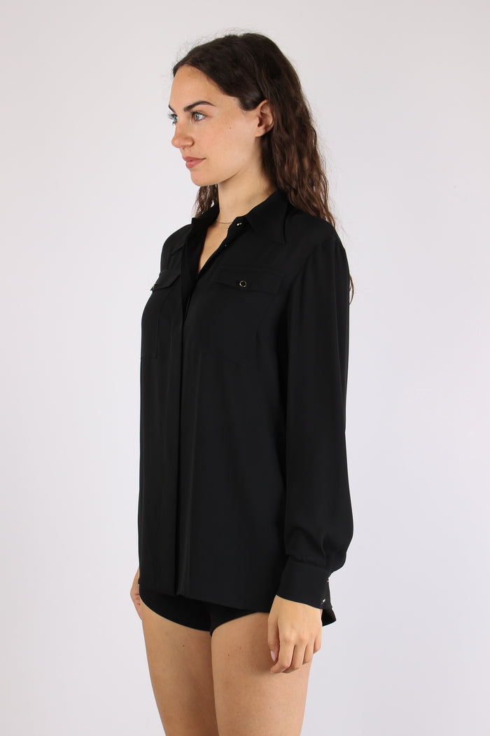 Camicia Viscosa Taschine Black-3