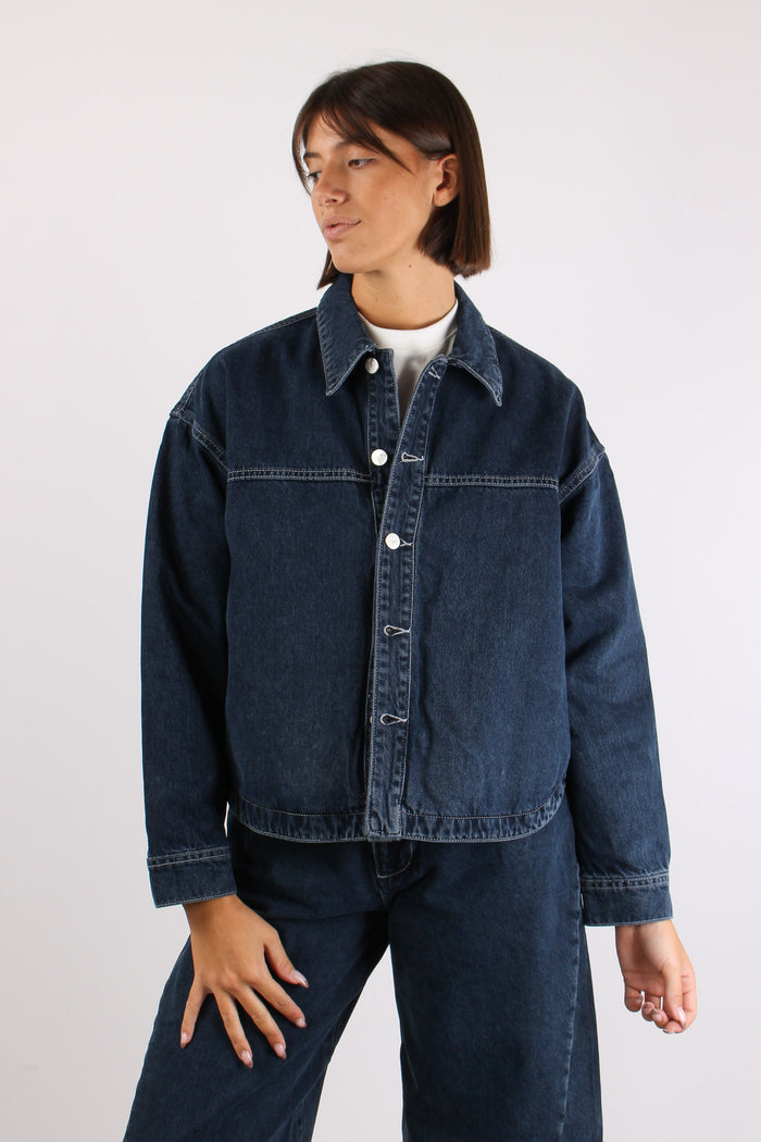 Camicia Cropped Denim Scuro-4