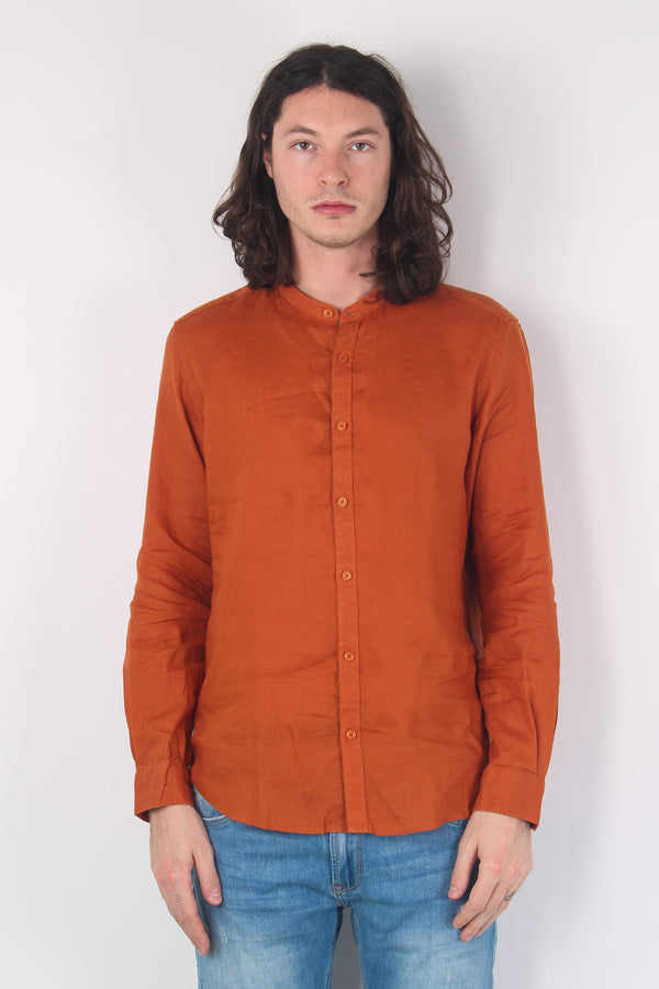 Camicia Lino Coreana Rust