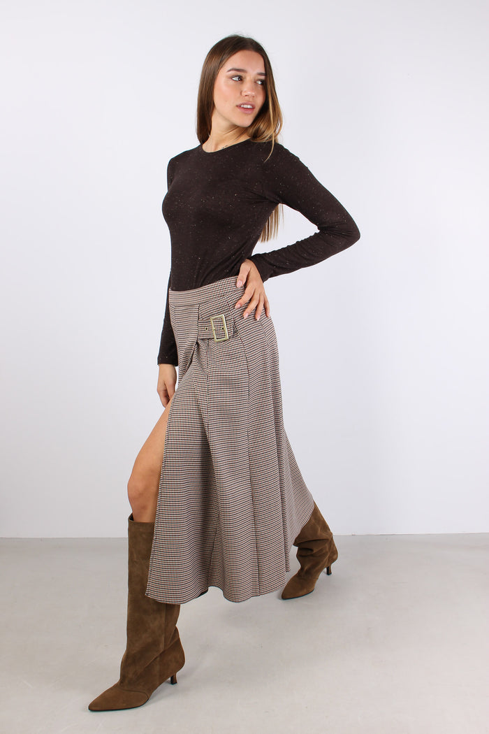 Gonna Ruota Fibbia Microquadro Cammello/nero-9