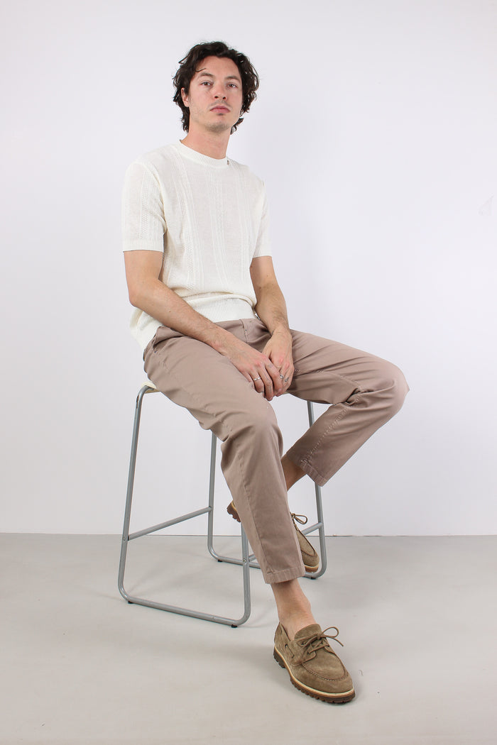 T-shirt Cotone Lavorato Panna-5