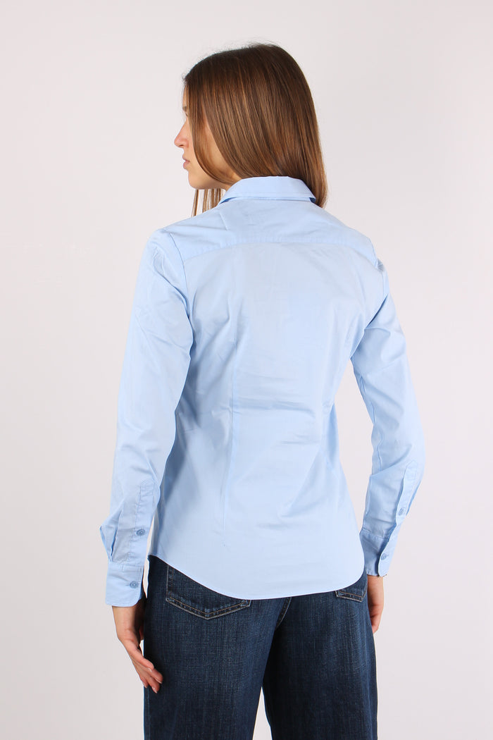 Camicia Slim Cotone Azzurro-5