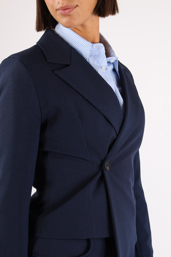 Giacca Corta Asimmetrica Blu-6