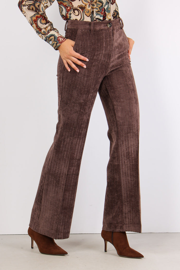 Pantalone Flare Velluto Moro-5