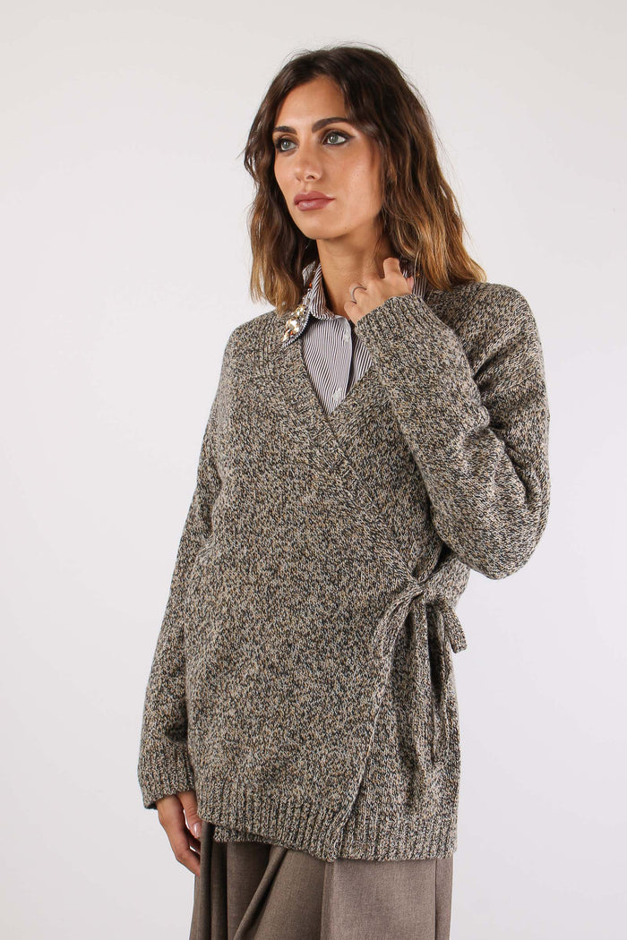 Cardigan Lacci Moulinee Nero/cammello-3