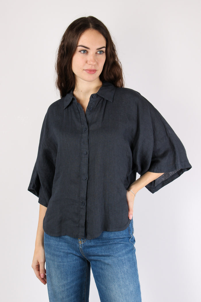 Camicia Over Lino Blue-3