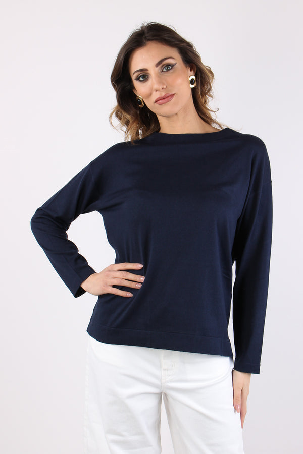 Wkdlepre Maglia Seta Cotone Blu-2