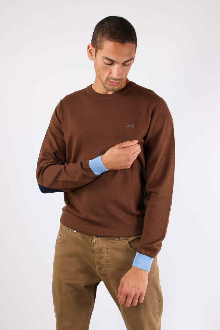 Maglia Misto Lana Toppa Contra Marrone-7