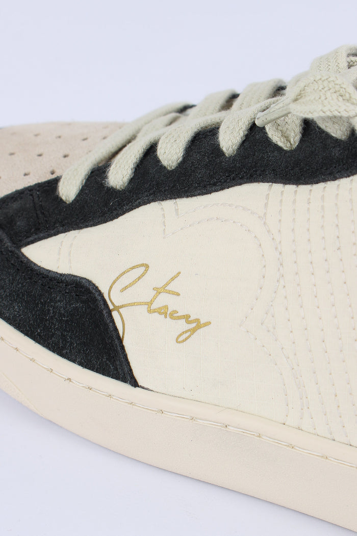 Sneakers Bimateriale Tela Beige/black-8