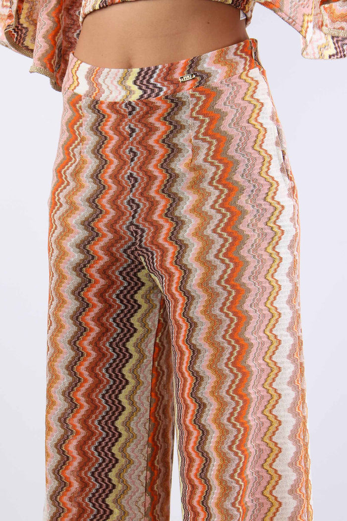 Pantalone Palazzo Jacquard Terra-8