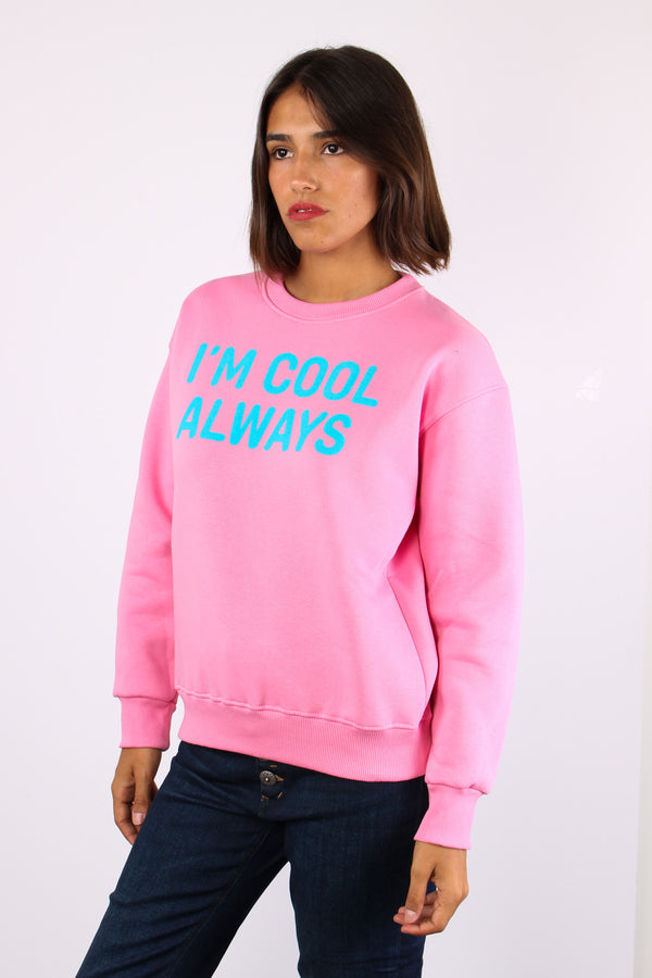 Felpa Ricamo Im Cool Always Rosa/azzurro-2