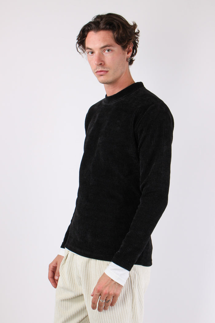 Girocollo Ciniglia T-shirt Nero/latte-5