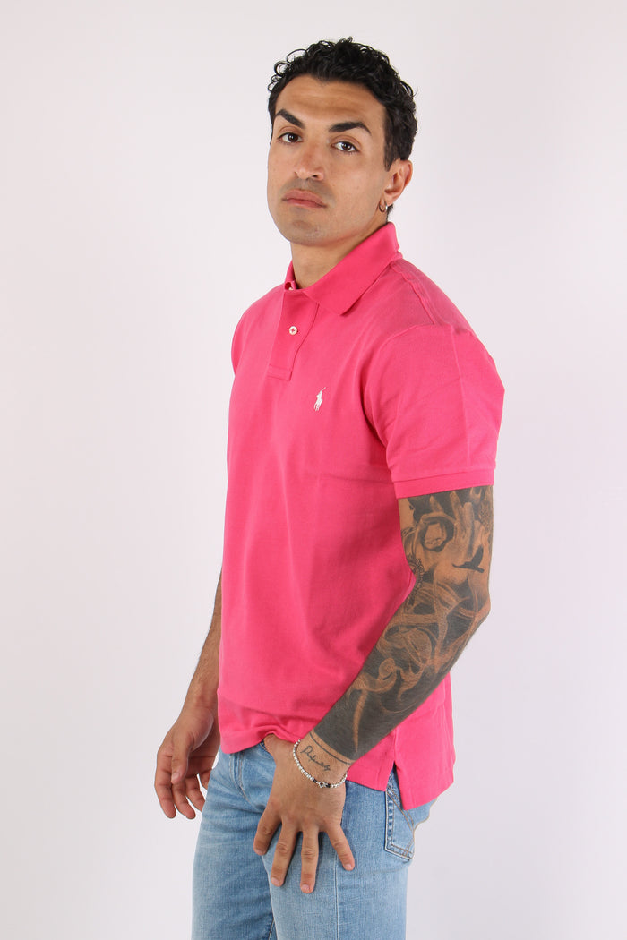 Polo Slim Fit Mesh Hot Pink-3