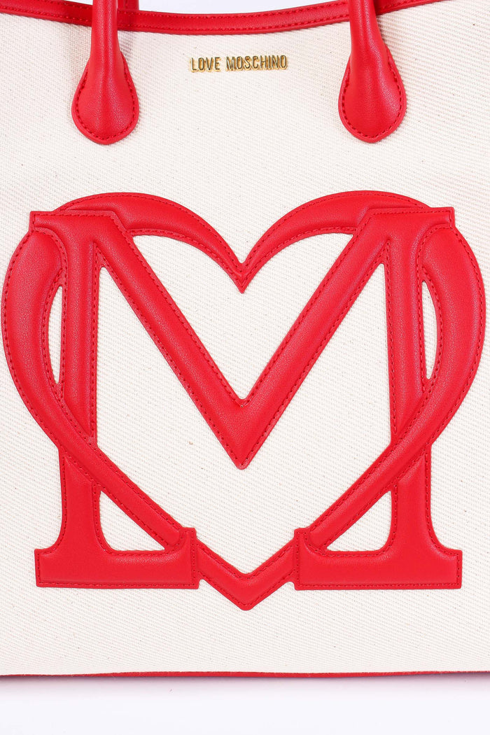 Shopping Canvas Maxi Logo Naturale/rosso-7