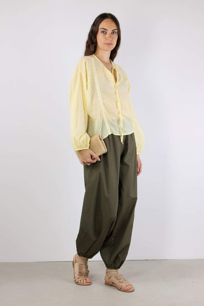 Blusa Mussola Inserto Macrame Giallo-6