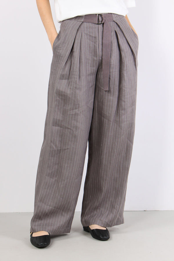 Pantalone Lino Gessato Grigio-2