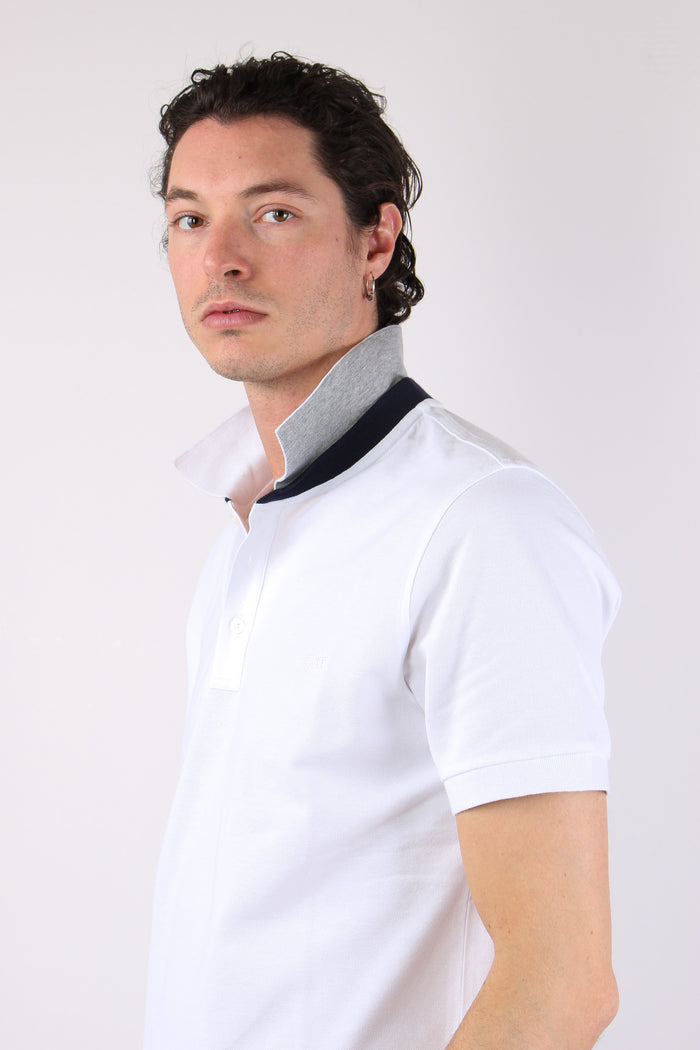 Polo Colletto Contrasto Bianco-6