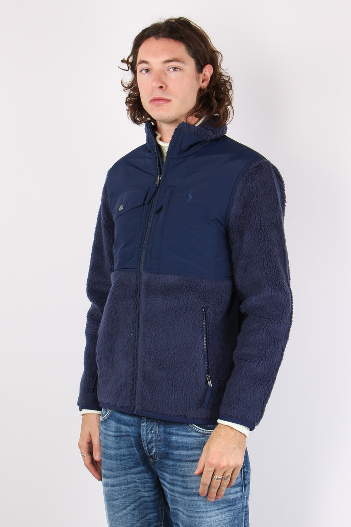 Felpa Full Zip Bimateriale Navy-6