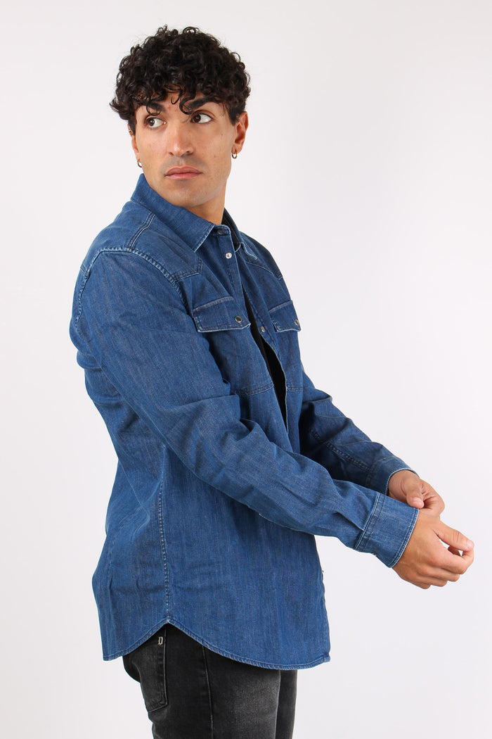 Camicia Denim Slim Denim Scuro-6