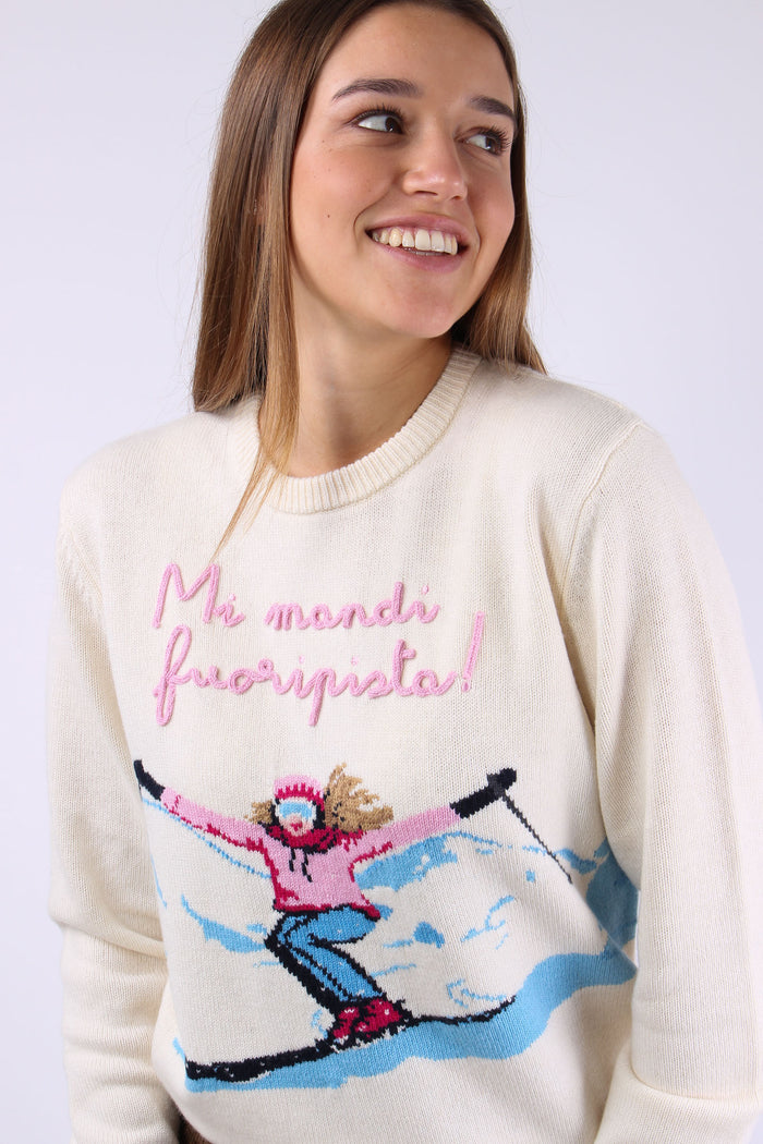 Girocollo Mi Mandi Fuori Pista Bianco-7