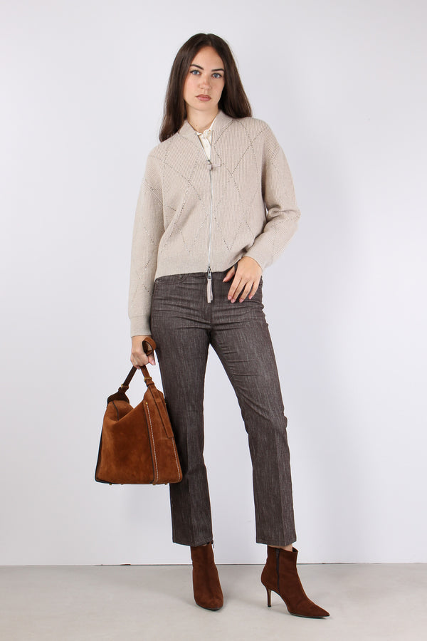 Giacca Ricamo Strass Beige