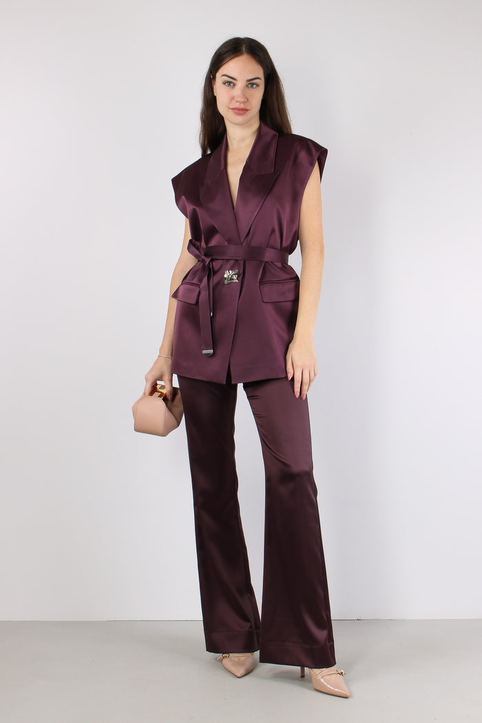Melanzana Gilet Effetto Raso Bordeaux-3