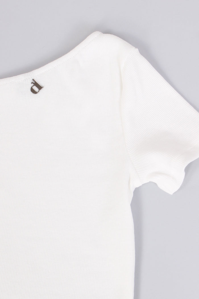 T-shirt Asimmetrica Costina Off White-5