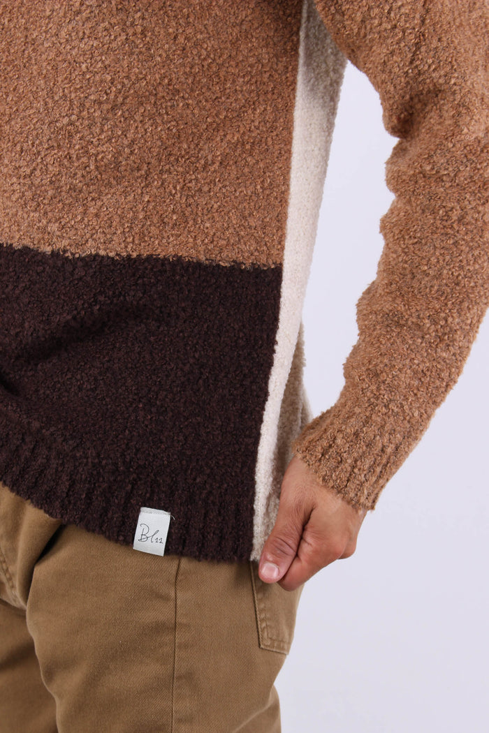 Maglia Boucle Colorblock Ecru-8