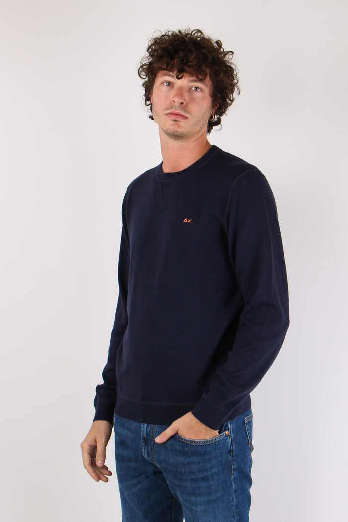 Maglia Girocollo Effetto Felpa Navy Blue-3