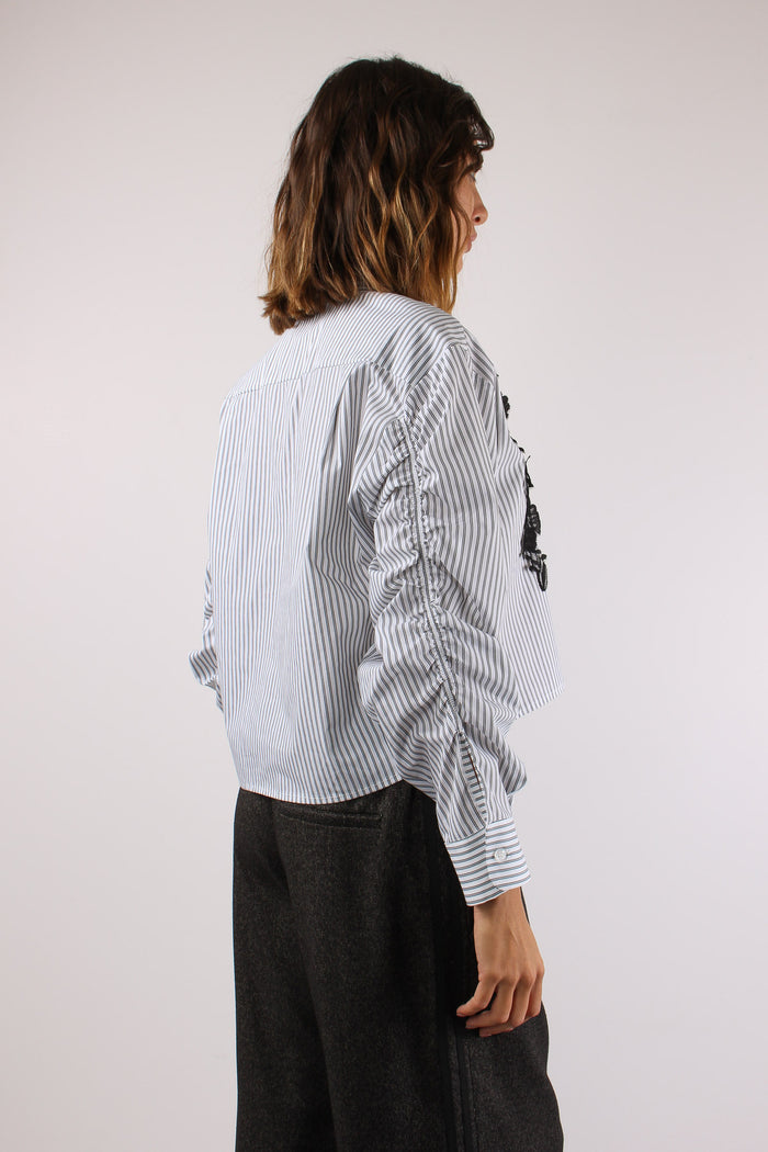 Camicia Riga Pizzo Laterale Bianco/nero-6