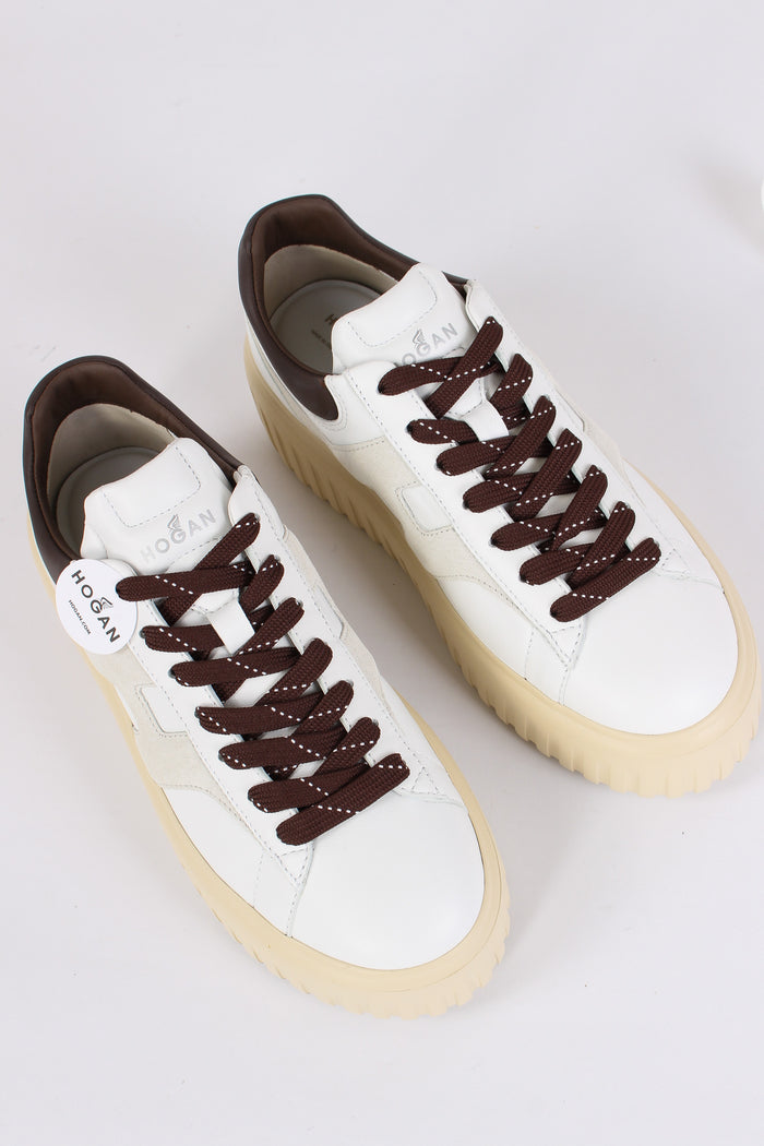 Sneaker Platform Suola Riga Bianco/marrone-7