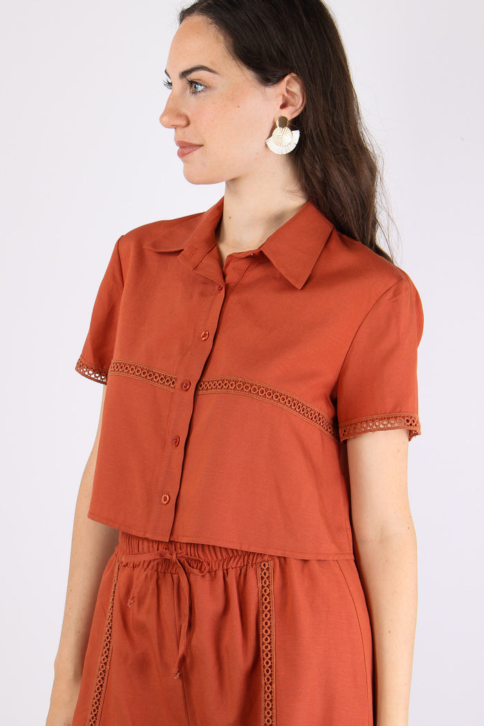 Camicia Corta Inserto Macrame Grondaia-6