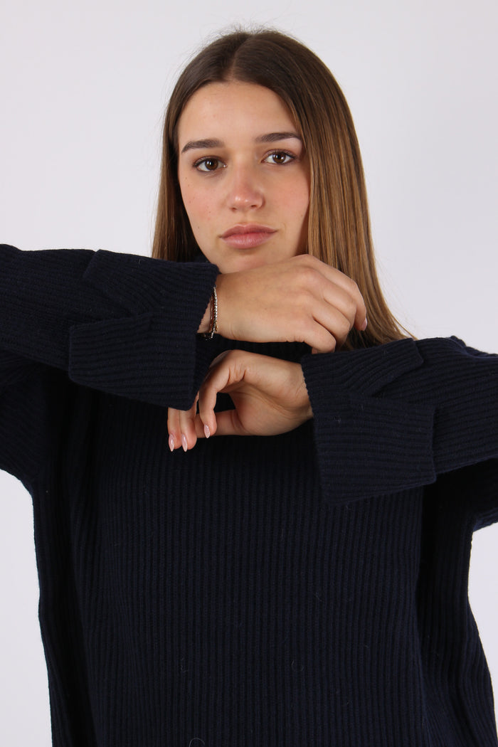 Maglia Collo Alto Costa Ingles Navy Blue-6