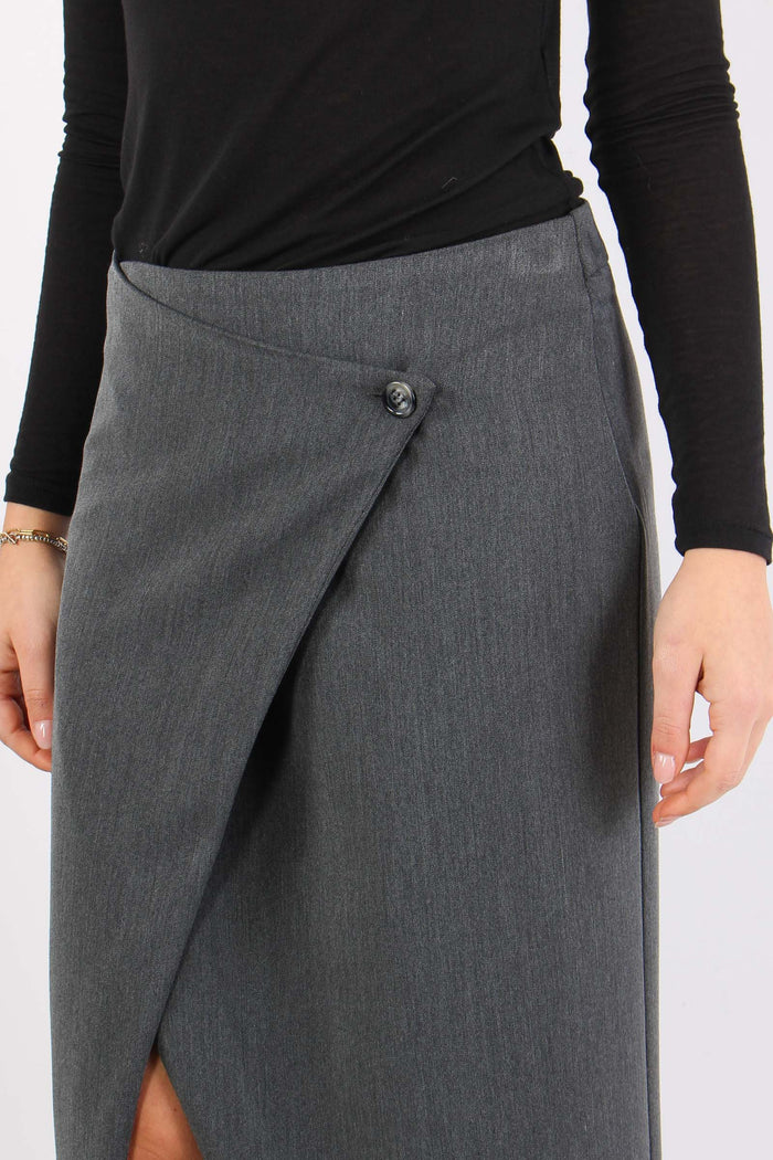 Gonna Assimetrica Flanella Grigio-8