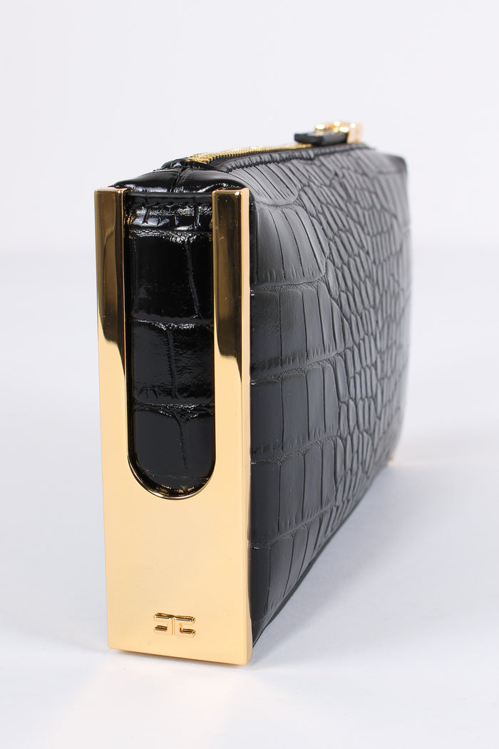 Clutch Stampa Cocco Piccola Nero-5