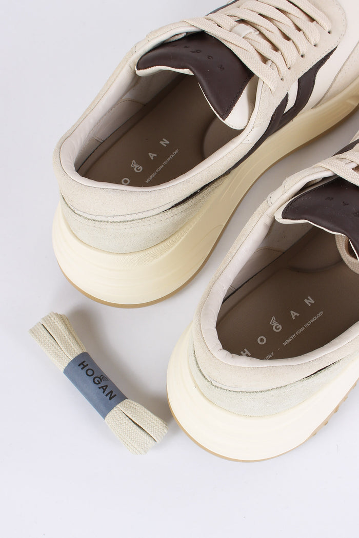 Sneaker Scamosciata Platform Avorio/marrone-4