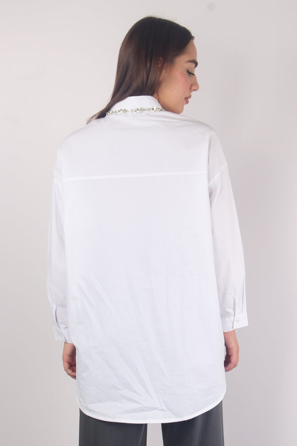Camicia Inserto Pietre Bianco-2
