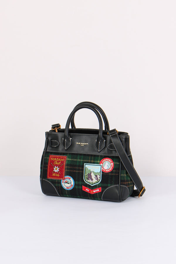 Mini Shopping Bimateriale Patch Tartan Green-2