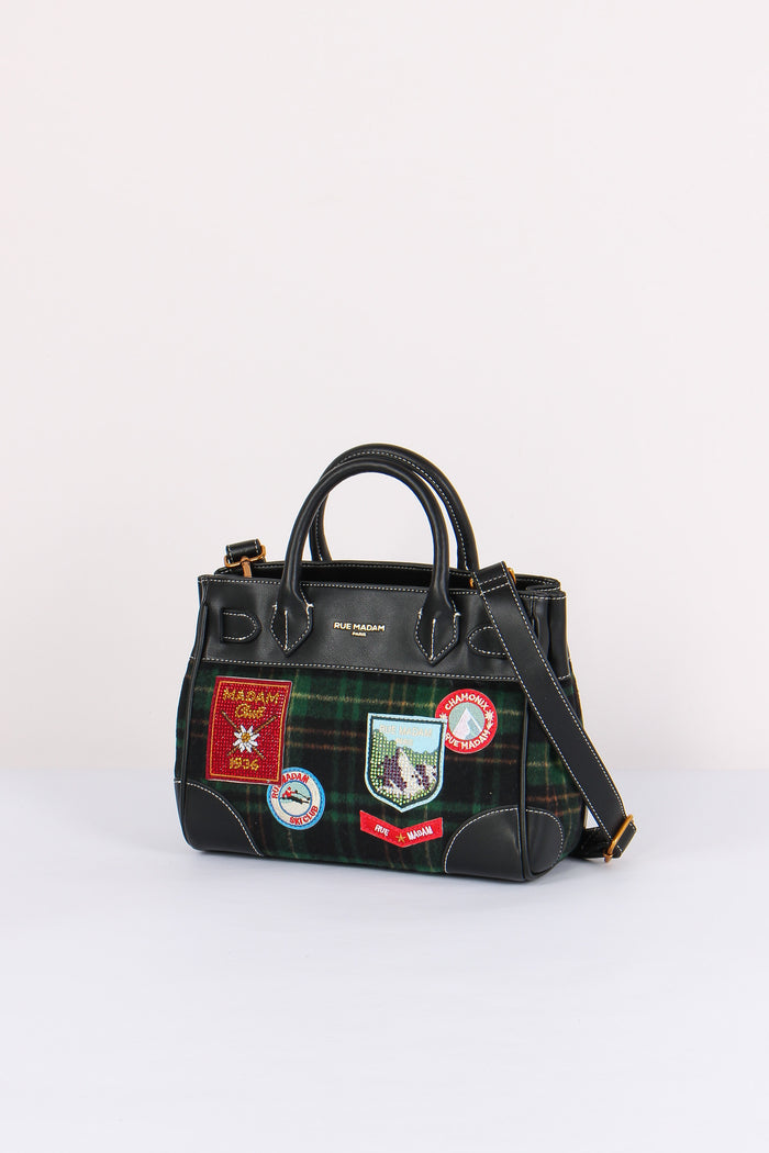 Mini Shopping Bimateriale Patch Tartan Green-2