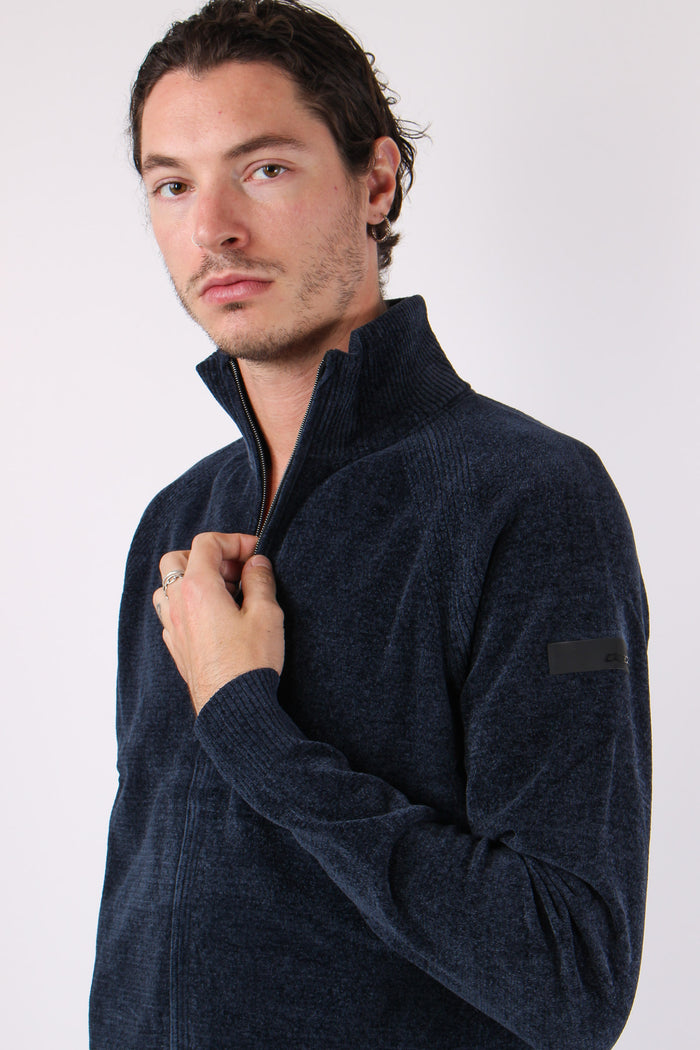 Maglia Zip Ciniglia Blue Black-7