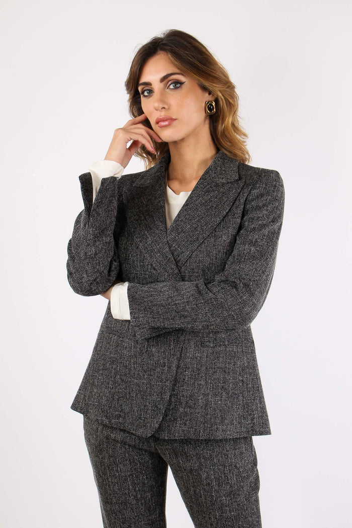 Giacca Tweed Stretch Nero-7