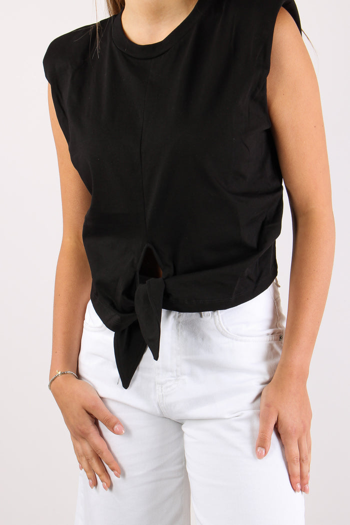 T-shirt Nodo Spalline Nero-7