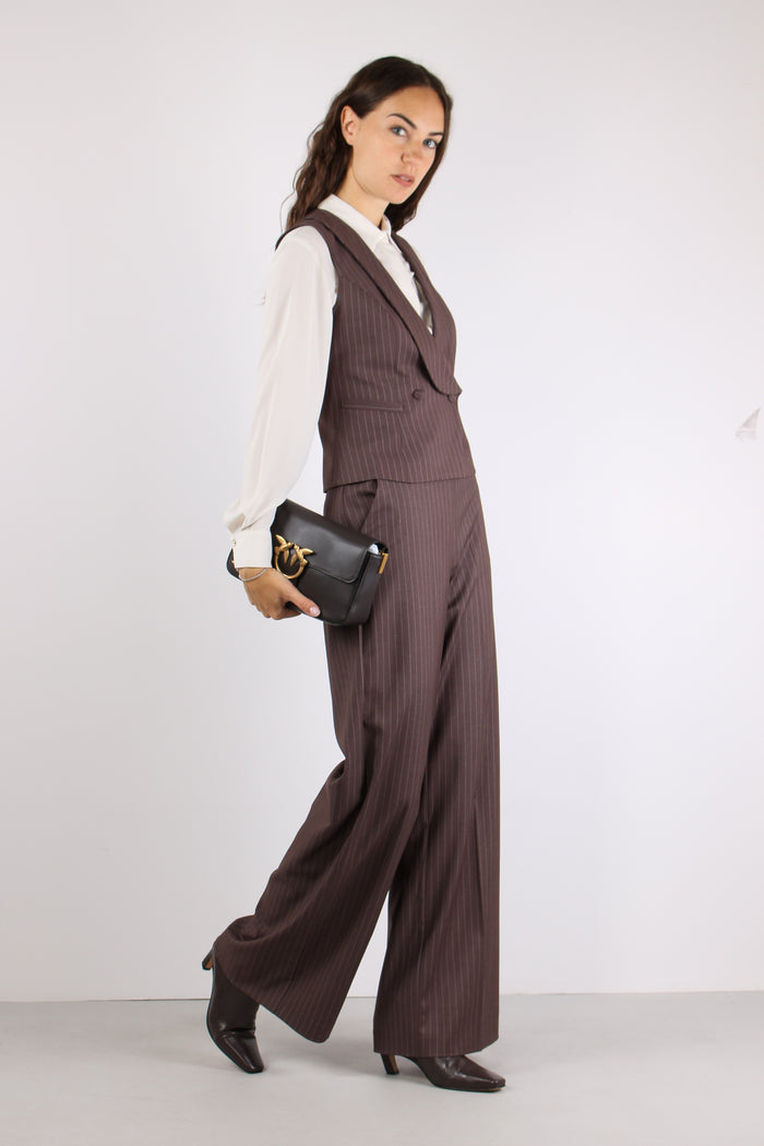 Pantalone Palazzo Gessato Taupe-5