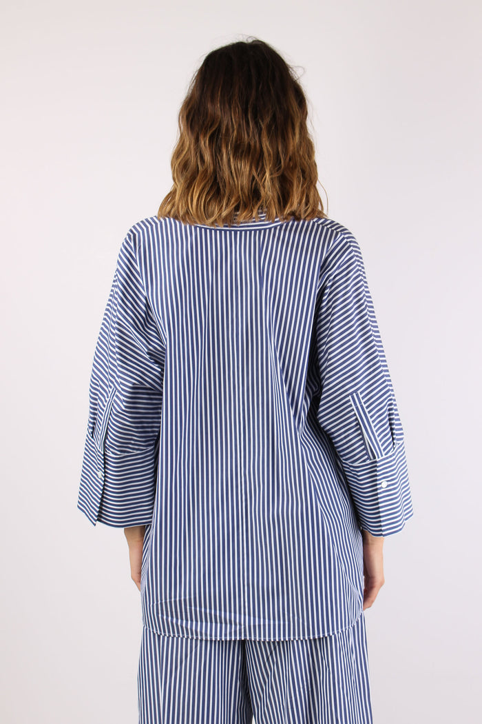 Hudson Camicia Cotone Riga Blu/bianco-4