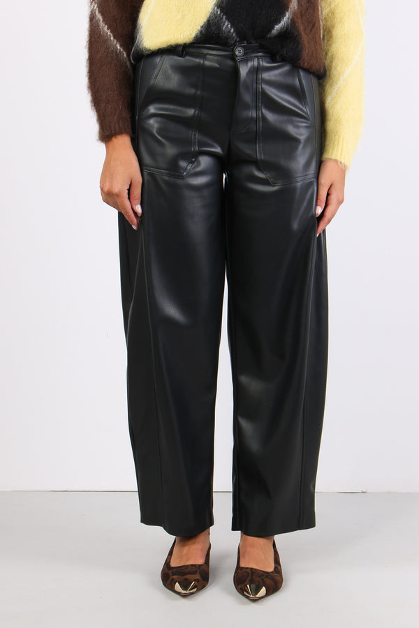 Pantalone Balloon Ecopelle Nero-2
