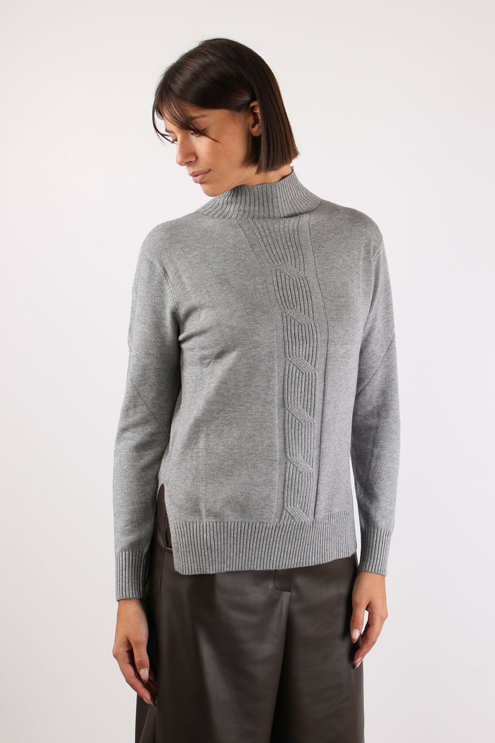 Maglia Viscosa Treccia Grigio-7