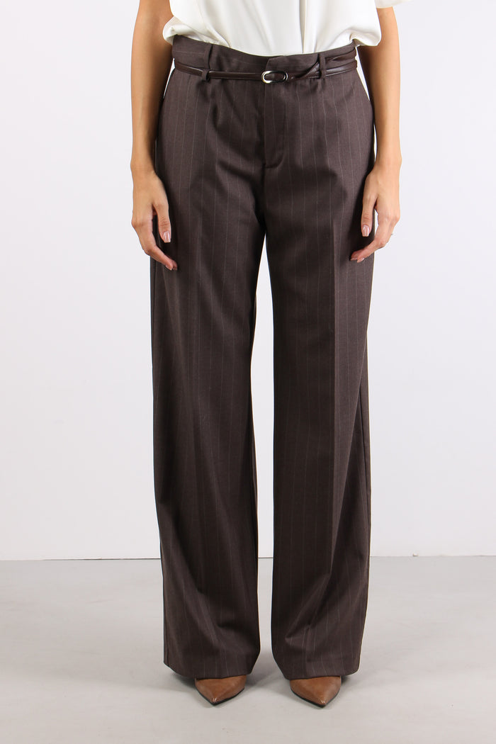 Pantalone Dritto Gessato Taupe-2