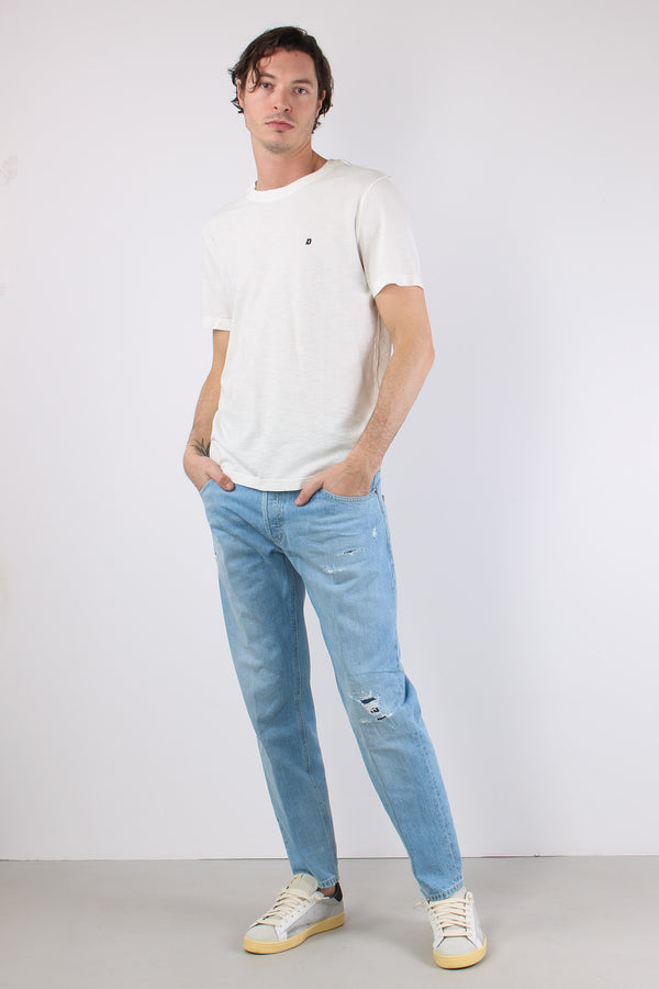 T-shirt Cotone Fiammato Logo Alabastro