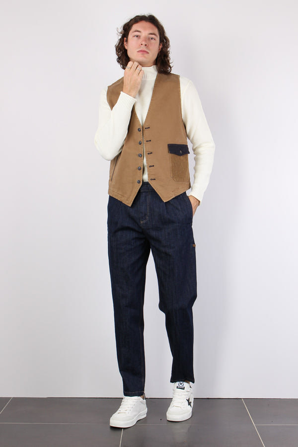 Gilet Velluto Cammello-2