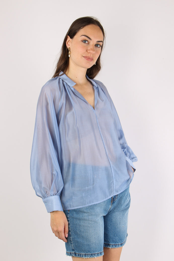 Camicia Coreana Mussola Azzurro-6